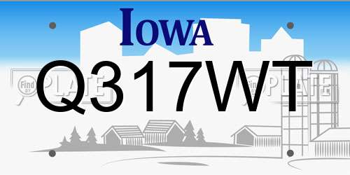 Q317WT Iowa License Plate