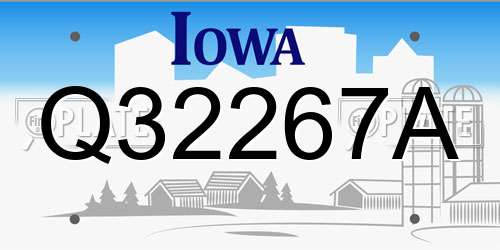 Q32267A Iowa License Plate