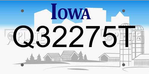 Q32275T Iowa License Plate