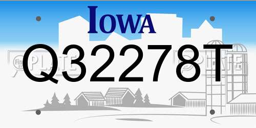 Q32278T Iowa License Plate