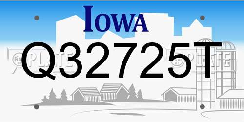 Q32725T Iowa License Plate