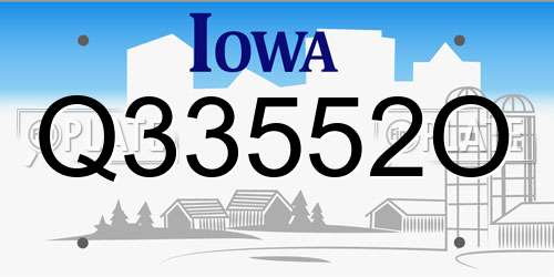 Q33552O Iowa License Plate