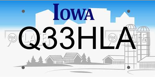 Q33HLA Iowa License Plate