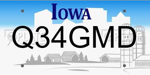 Q34GMD Iowa License Plate