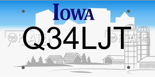 Q34LJT Iowa License Plate