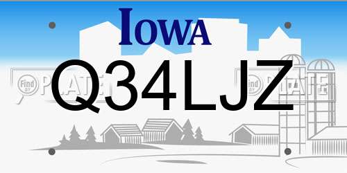 Q34LJZ Iowa License Plate