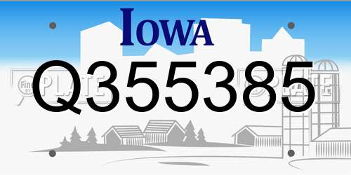 Q355385 Iowa License Plate