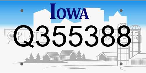 Q355388 Iowa License Plate