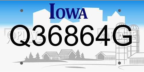 Q36864G Iowa License Plate