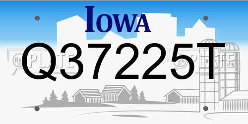 Q37225T Iowa License Plate