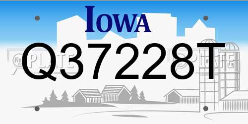 Q37228T Iowa License Plate