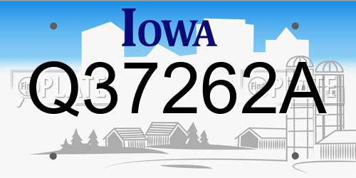 Q37262A Iowa License Plate