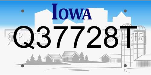 Q37728T Iowa License Plate
