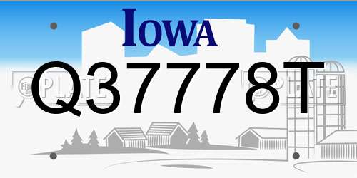 Q37778T Iowa License Plate