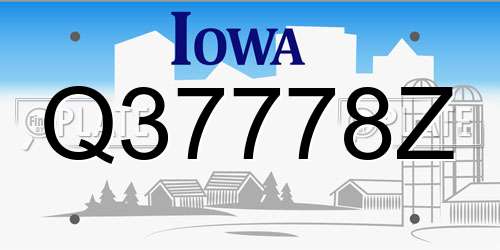 Q37778Z Iowa License Plate