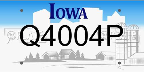 Q4004P Iowa License Plate