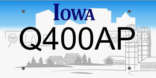 Q400AP Iowa License Plate