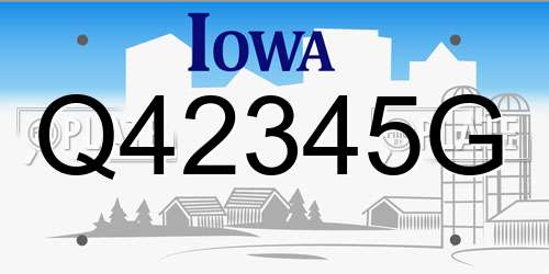 Q42345G Iowa License Plate