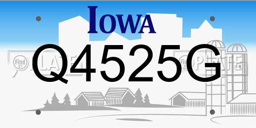 Q4525G Iowa License Plate