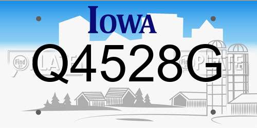 Q4528G Iowa License Plate