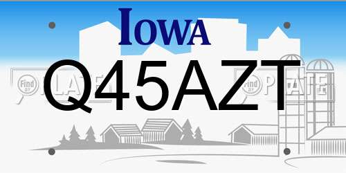 Q45AZT Iowa License Plate