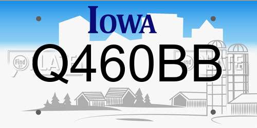 Q460BB Iowa License Plate