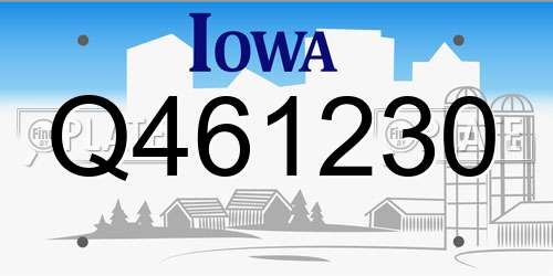 Q461230 Iowa License Plate
