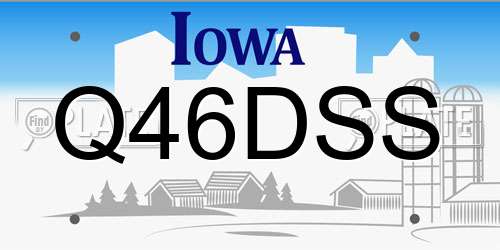 Q46DSS Iowa License Plate