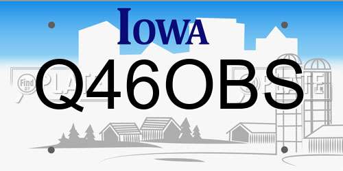 Q46OBS Iowa License Plate