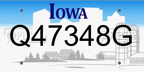 Q47348G Iowa License Plate