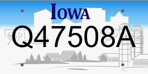 Q47508A Iowa License Plate