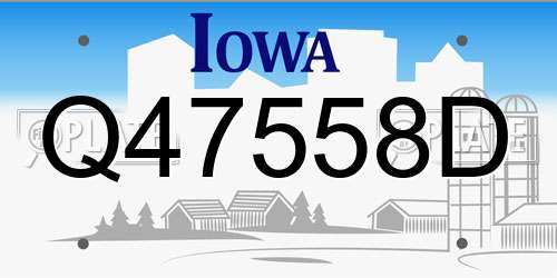 Q47558D Iowa License Plate