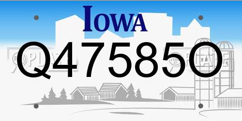 Q47585O Iowa License Plate