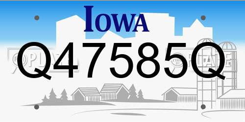 Q47585Q Iowa License Plate