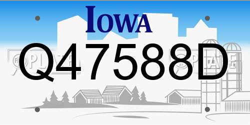 Q47588D Iowa License Plate