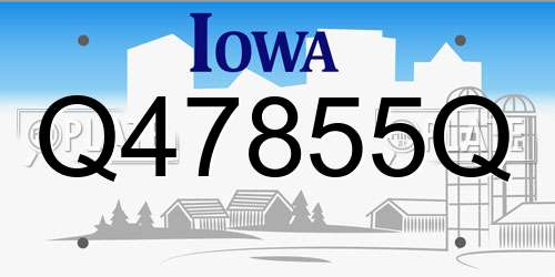 Q47855Q Iowa License Plate