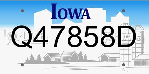 Q47858D Iowa License Plate