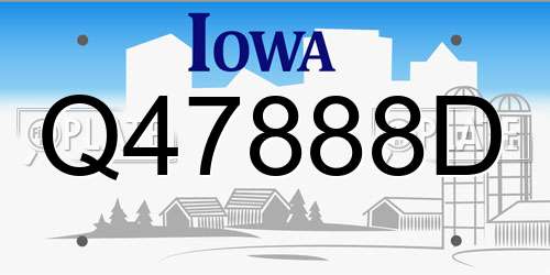 Q47888D Iowa License Plate