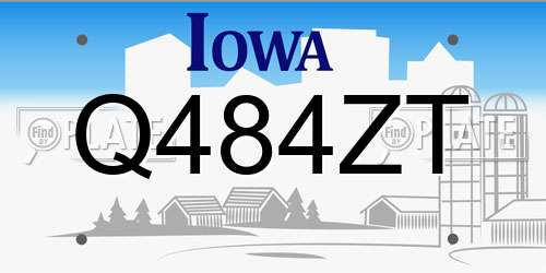 Q484ZT Iowa License Plate