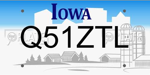 Q51ZTL Iowa License Plate