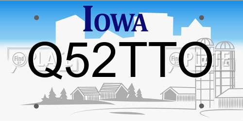Q52TTO Iowa License Plate