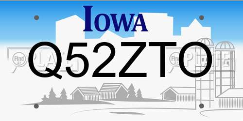 Q52ZTO Iowa License Plate