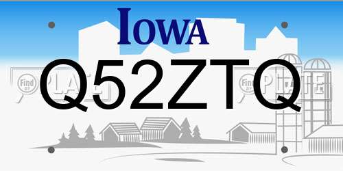 Q52ZTQ Iowa License Plate