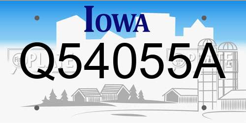 Q54055A Iowa License Plate