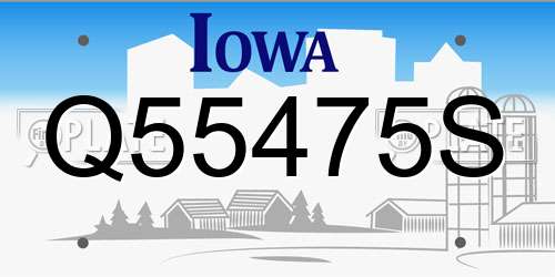Q55475S Iowa License Plate
