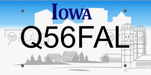 Q56FAL Iowa License Plate