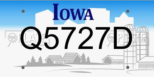 Q5727D Iowa License Plate