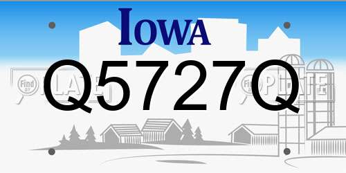 Q5727Q Iowa License Plate