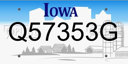 Q57353G Iowa License Plate