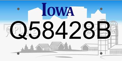 Q58428B Iowa License Plate